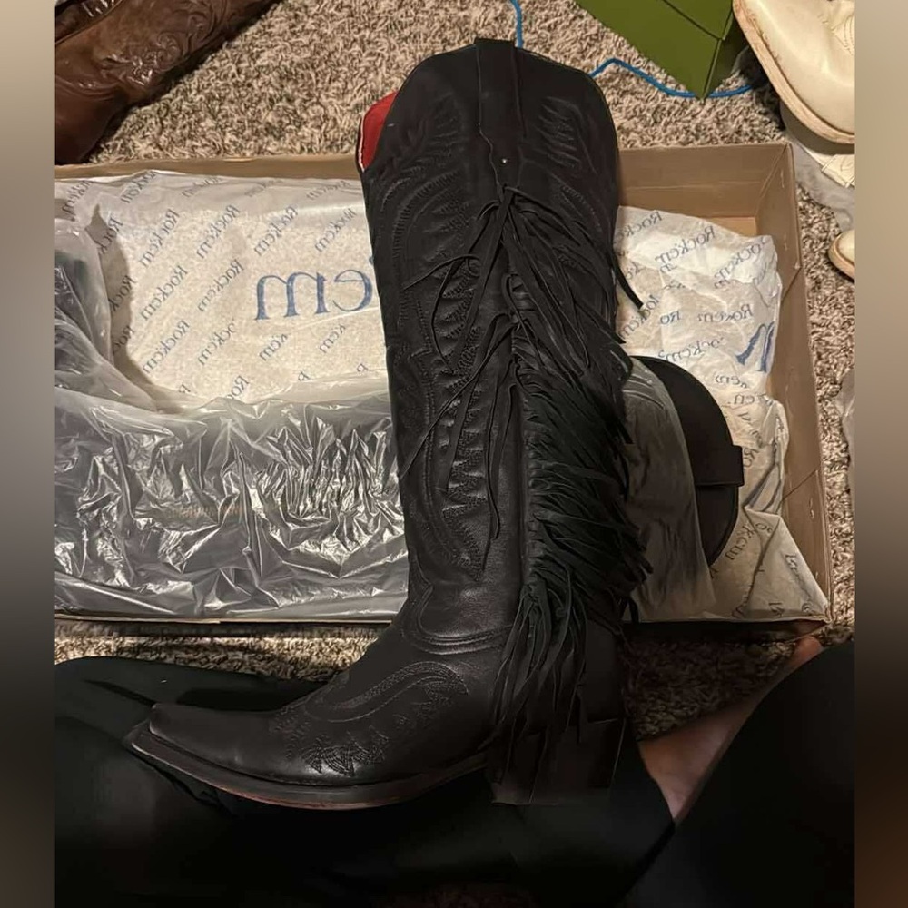 Black Fringed Ankle Boots